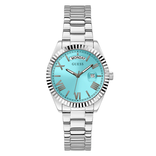 Guess Luna Silver Stainless Steel Tiffany Blue Dial Quartz Watch for Ladies - GW0308L4