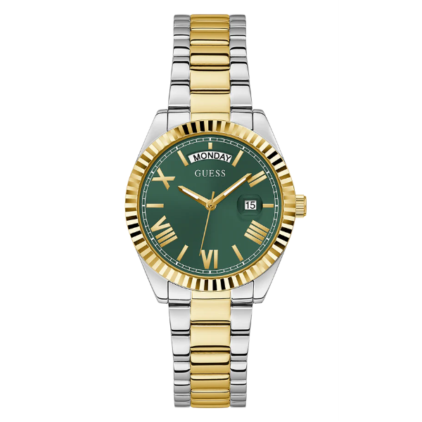 Guess Luna Two-tone Stainless Steel Green Dial Quartz Watch for Ladies - GW0308L5