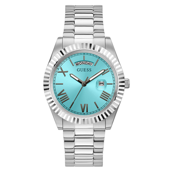 Guess Connoisseur Silver Stainless Steel Tiffany Blue Dial Quartz Watch for Gents - GW0265G11