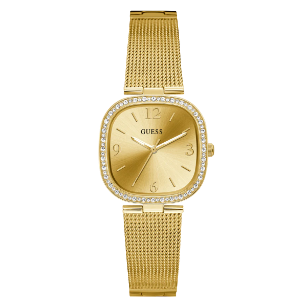 Guess Tapestry Gold Mesh Bracelet Gold Dial Quartz Watch for Ladies - GW0354L2