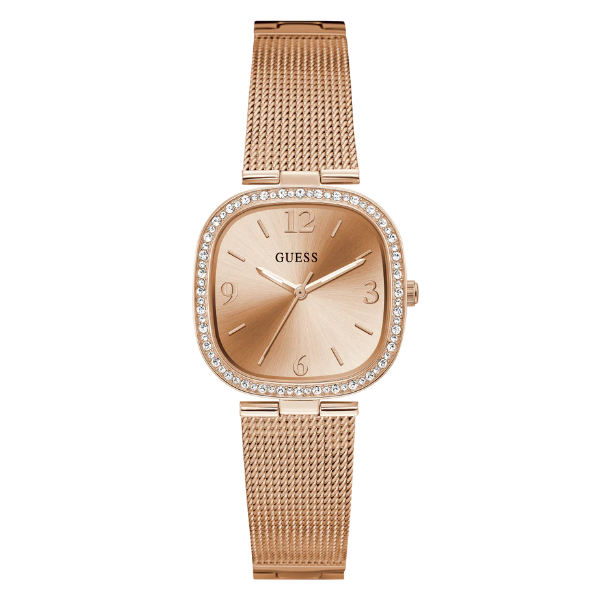 Guess Tapestry Rose Gold Mesh Bracelet Rose Gold Dial Quartz Watch for Ladies - GW0354L3