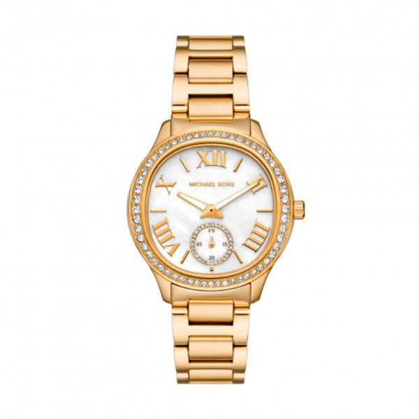 Michael Kors Sage Gold Stainless Steel Mother Of Pearl Dial Quartz Watch for Ladies - MK4805