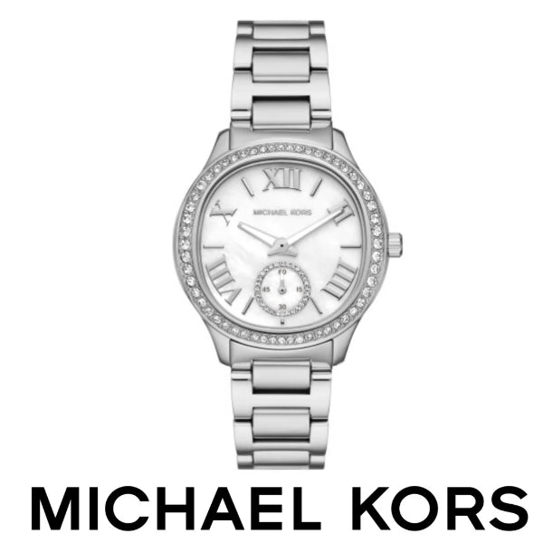 Michael Kors Sage Silver Stainless Steel Mother Of Pearl Dial Quartz Watch for Ladies - MK4807