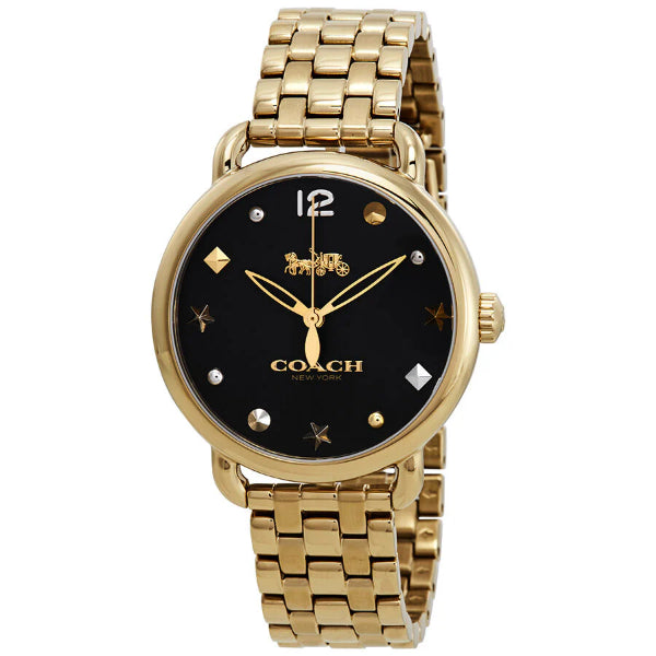 Coach Delancey Gold Stainless Steel Black Dial Quartz Watch for Ladies - 14502813