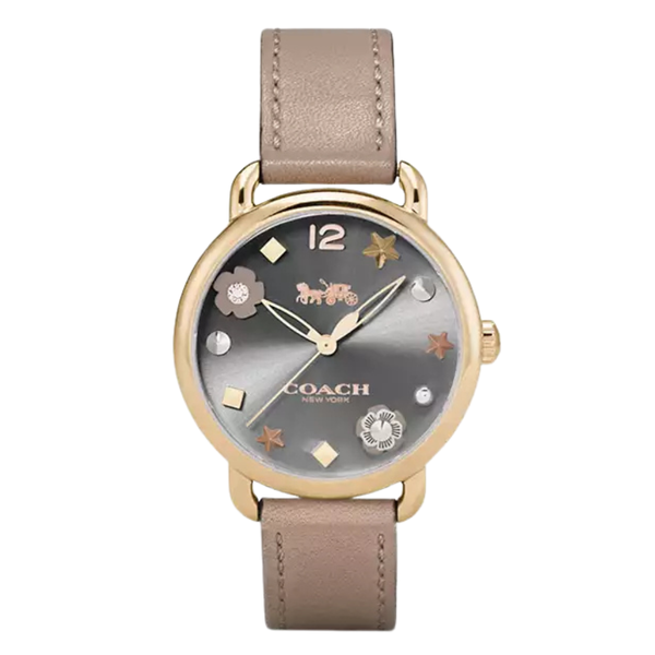 Coach Delancey Brown Leather Strap Grey Dial Quartz Watch for Ladies - 14502797