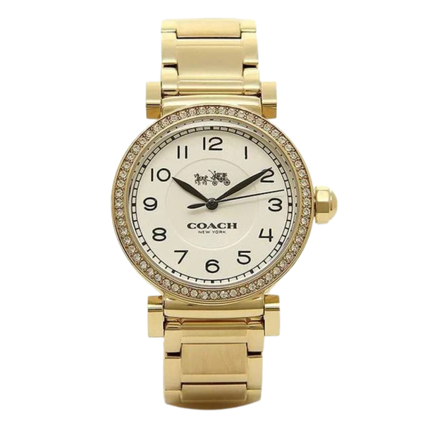 Coach Madison Gold Stainless Steel White Dial Quartz Watch for Ladies - 14502397