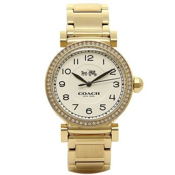 Coach Madison Gold Stainless Steel White Dial Quartz Watch for Ladies - 14502397