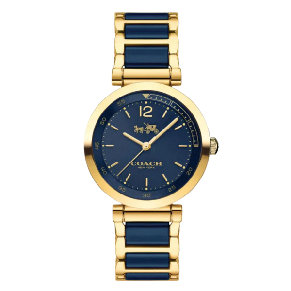 Coach Sport Two-tone Creamic Strap Blue Dial Quartz Watch for Ladies - 14502462