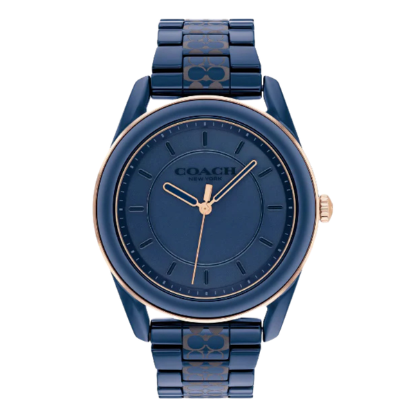 Coach Preston Blue Creamic Strap Blue Dial Quartz Watch for Ladies - 14503773