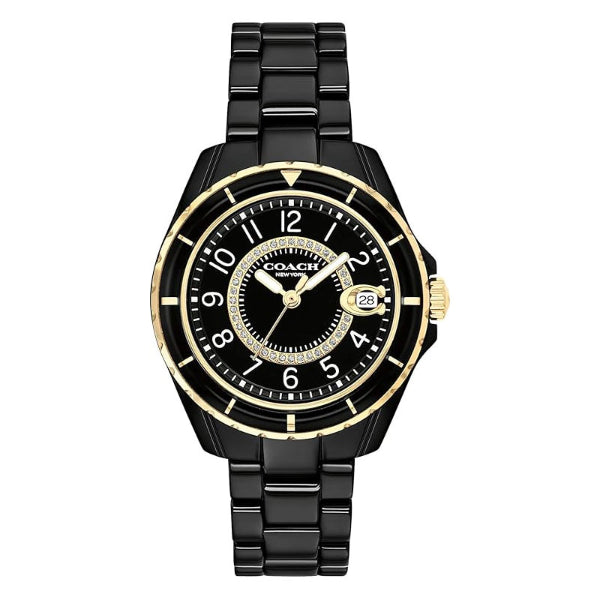 Coach Preston Black Creamic Strap Black Dial Quartz Watch for Ladies - 14503461