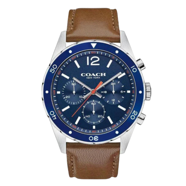 Coach Sullivan Brown Leather Strap Blue Dial Chronograph Quartz Watch for Gents - 14602038
