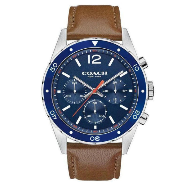 Coach Sullivan Brown Leather Strap Blue Dial Chronograph Quartz Watch for Gents - 14602038