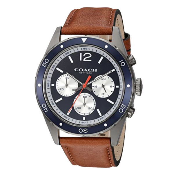 Coach Sullivan Brown Leather Strap Blue Dial Chronograph Quartz Watch for Gents - 14602134