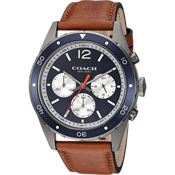 Coach Sullivan Brown Leather Strap Blue Dial Chronograph Quartz Watch for Gents - 14602134