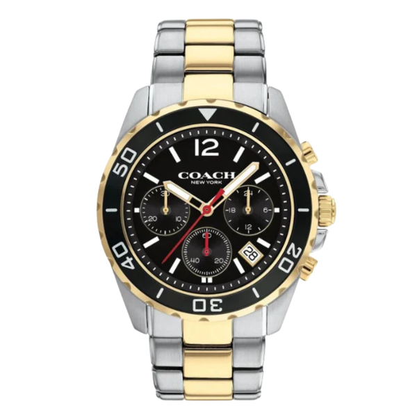 Coach Kent Two-tone Stainless Steel Black Dial Chronograph Quartz Watch for Gents - 14602553