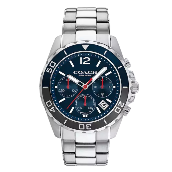 Coach Kent Silver Stainless Steel Blue Dial Chronograph Quartz Watch for Gents - 14602555