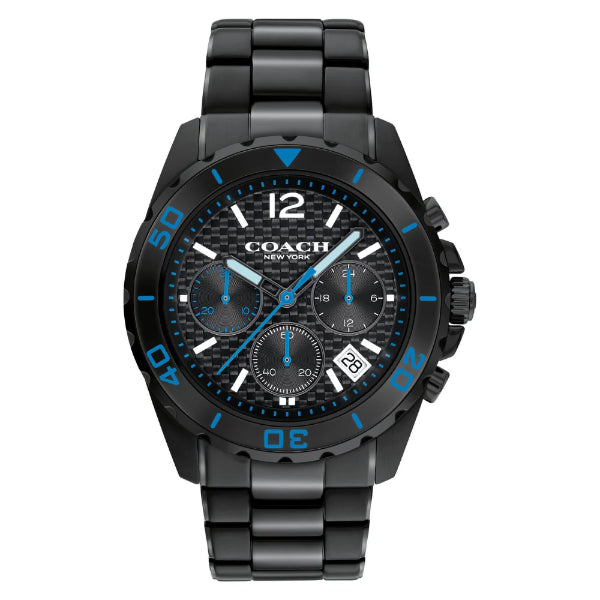 Coach Kent Black Stainless Steel Black/Blue Dial Chronograph Quartz Watch for Gents - 14602562