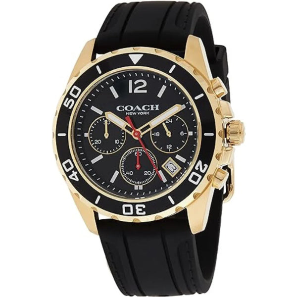 Coach Kent Black Silicone Strap Black Dial Chronograph Quartz Watch for Gents - 14602564