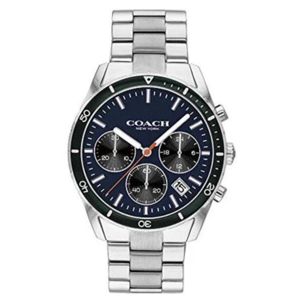 Coach Thompson Silver Stainless Steel Blue Dial Chronograph Quartz Watch for Gents - 14602383