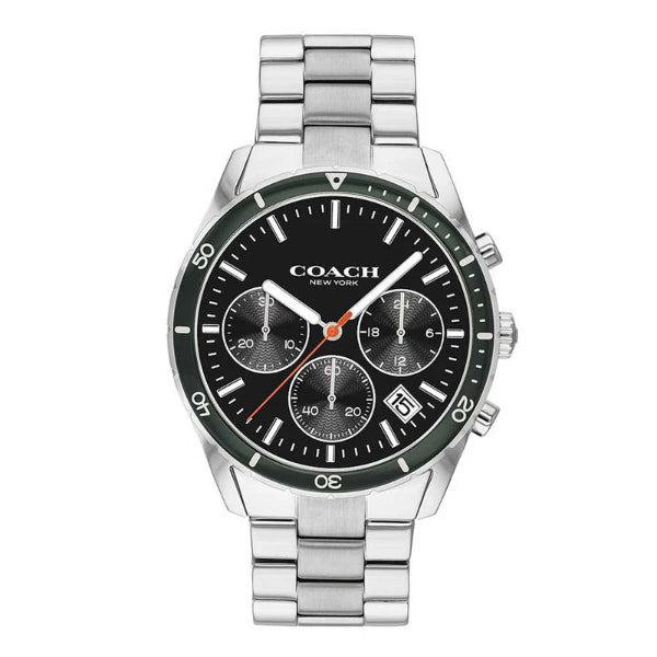 Coach Thompson Silver Stainless Steel Black Dial Chronograph Quartz Watch for Gents - 14602385