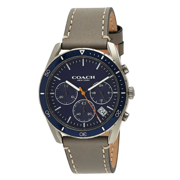Coach Thompson Grey Leather Strap Blue Dial Chronograph Quartz Watch for Gents - 14602409