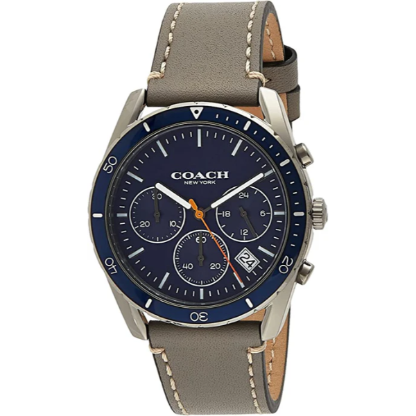 Coach Thompson Grey Leather Strap Blue Dial Chronograph Quartz Watch for Gents - 14602409