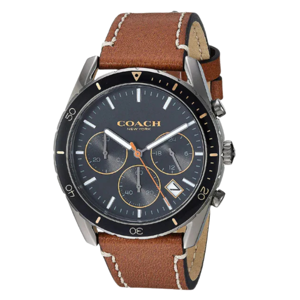 Coach Thompson Brown Leather Strap Black Dial Chronograph Quartz Watch for Gents - 14602410