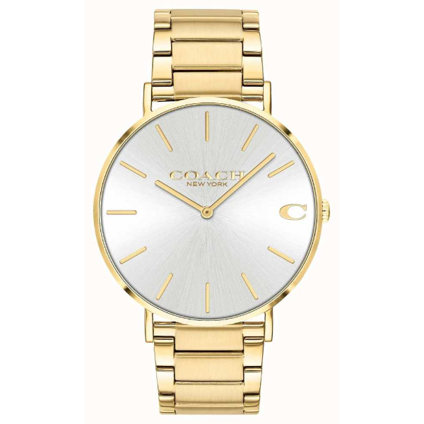 Coach Charles Gold Stainless Steel Silver Dial Quartz Watch for Gents - 14602430