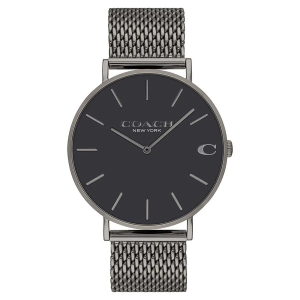 Coach Charles Grey Mesh Bracelet Black Dial Quartz Watch for Gents - 14602145