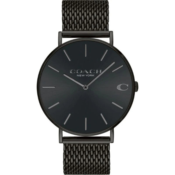 Coach Charles Black Mesh Bracelet Black Dial Quartz Watch for Gents - 14602148