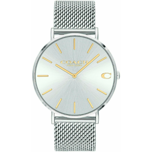 Coach Charles Silver Mesh Bracelet Silver Dial Quartz Watch for Gents - 14602439