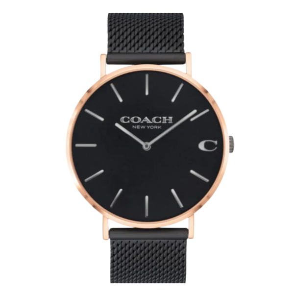 Coach Charles Black Mesh Bracelet Black Dial Quartz Watch for Gents - 14602470