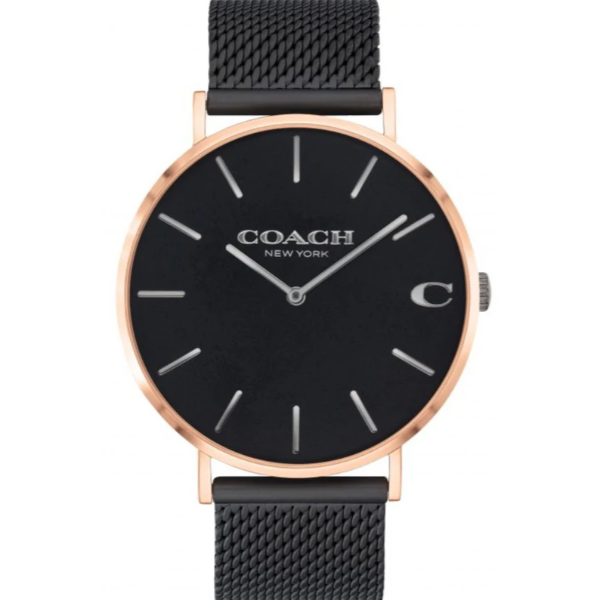 Coach Charles Black Mesh Bracelet Black Dial Quartz Watch for Gents - 14602470