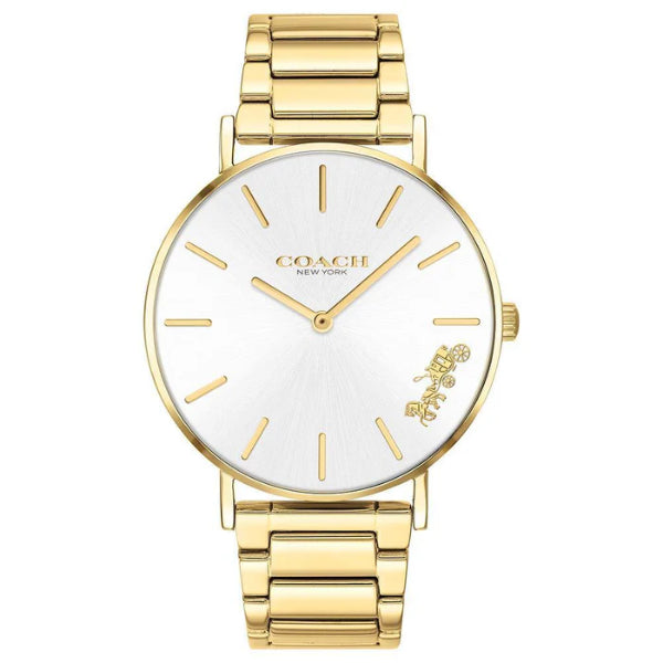 Coach Perry Gold Stainless Steel Silver Dial Quartz Watch for Ladies - 14503345