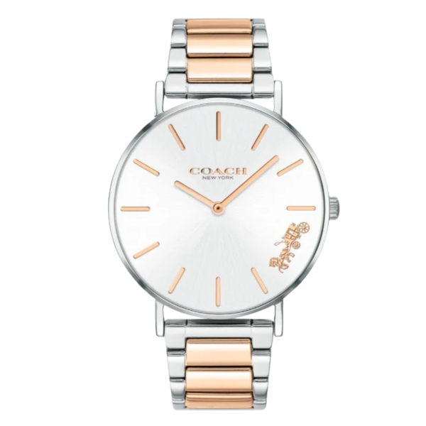 Coach Perry Two-tone Stainless Steel Silver Dial Quartz Watch for Ladies - 14503346