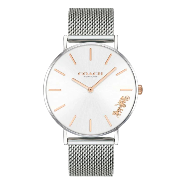 Coach Perry Silver Mesh Bracelet Silver Dial Quartz Watch for Ladies - 14503124