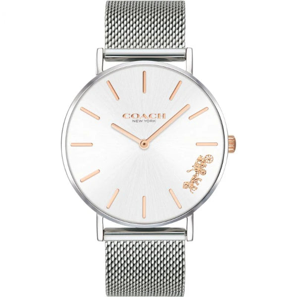 Coach Perry Silver Mesh Bracelet Silver Dial Quartz Watch for Ladies - 14503124