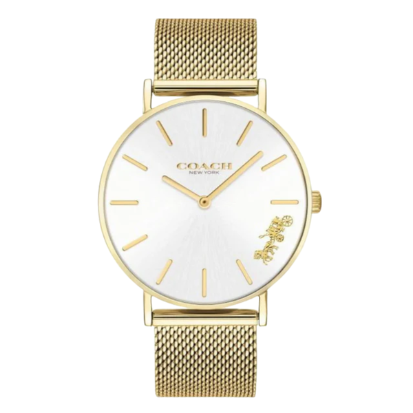 Coach Perry Gold Mesh Bracelet Silver Dial Quartz Watch for Ladies - 14503125