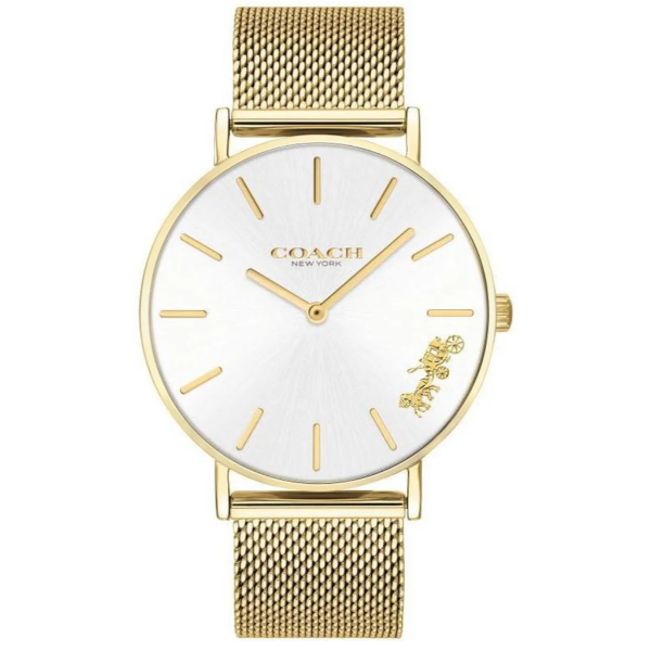 Coach Perry Gold Mesh Bracelet Silver Dial Quartz Watch for Ladies - 14503125