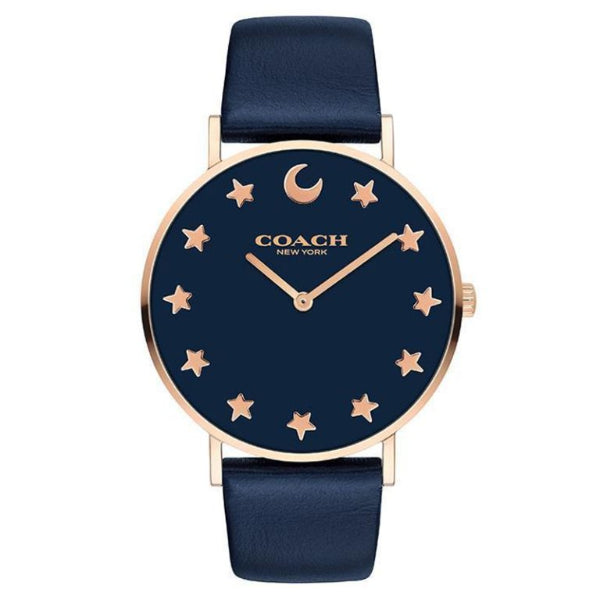 Coach Perry Navy Blue Leather Strap Navy Blue Dial Quartz Watch for Ladies - 14503043