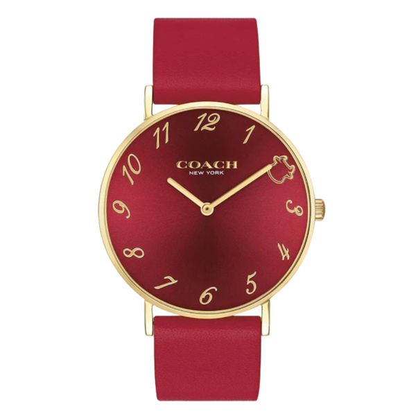 Coach Perry Red Leather Strap Red Dial Quartz Watch for Ladies - 14503722