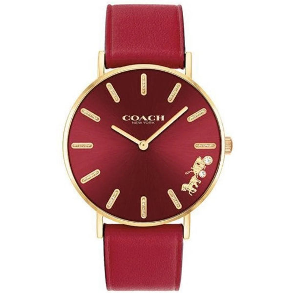 Coach Perry Red Leather Strap Red Dial Quartz Watch for Ladies - 14503852