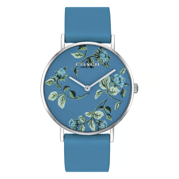 Coach Perry Sky Blue Leather Strap Sky Blue Dial Quartz Watch for Ladies - 14503294