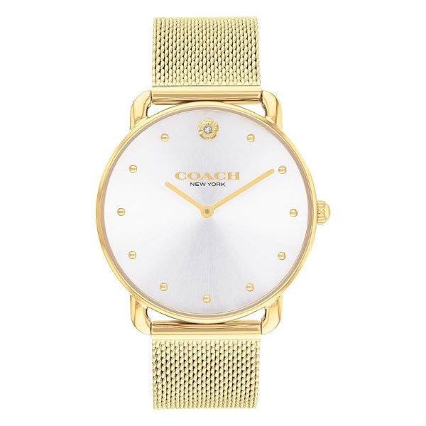 Coach Elliot Gold Mesh Bracelet Silver Dial Quartz Watch for Ladies - 14504208