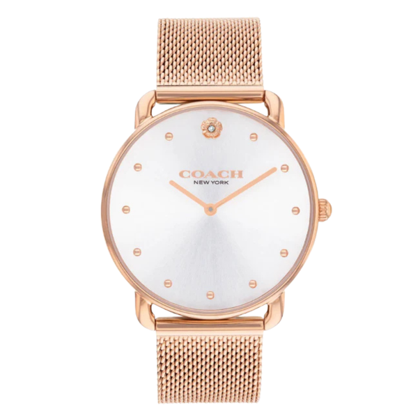 Coach Elliot Rose Gold Mesh Bracelet Silver Dial Quartz Watch for Ladies - 14504209