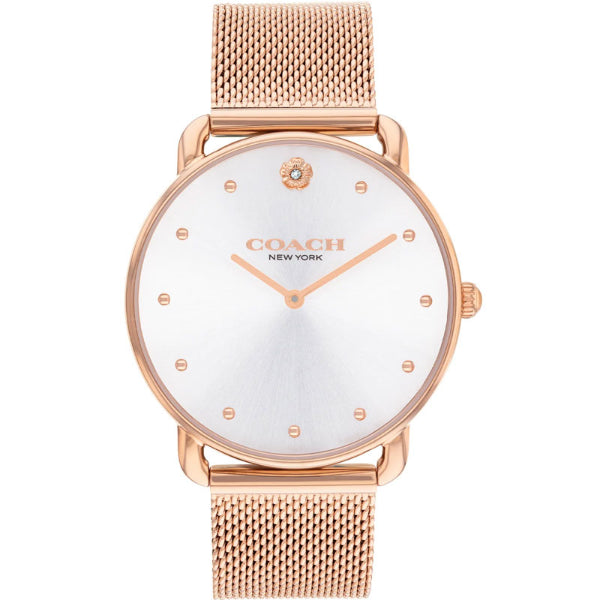 Coach Elliot Rose Gold Mesh Bracelet Silver Dial Quartz Watch for Ladies - 14504209