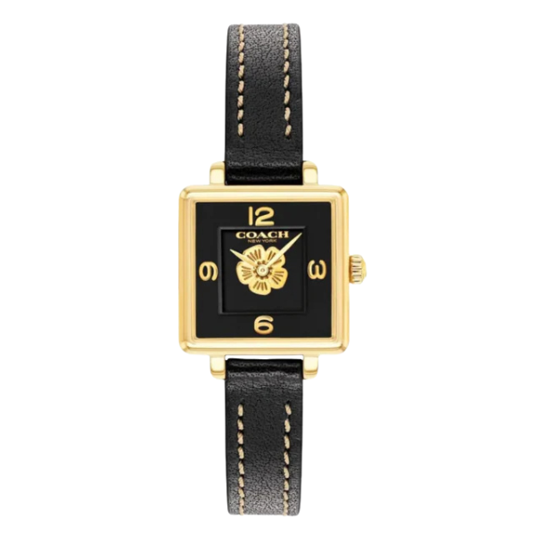 Coach Cass Black Leather Strap Black Dial Quartz Watch for Ladies - 14503695