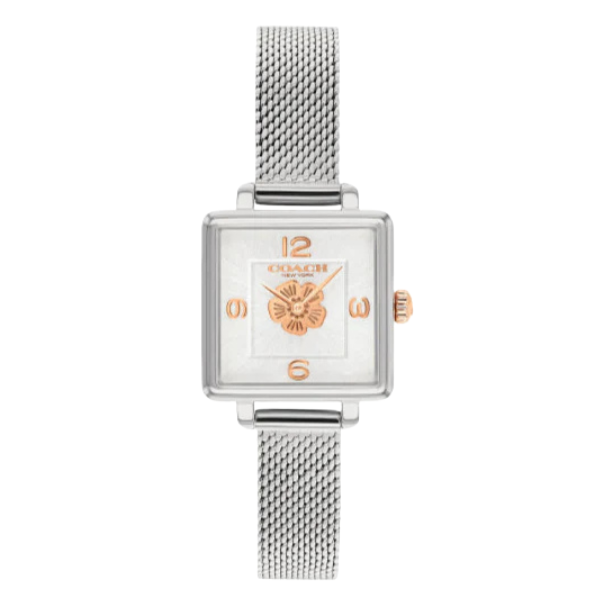 Coach Cass Silver Mesh Bracelet White Dial Quartz Watch for Ladies - 14503697
