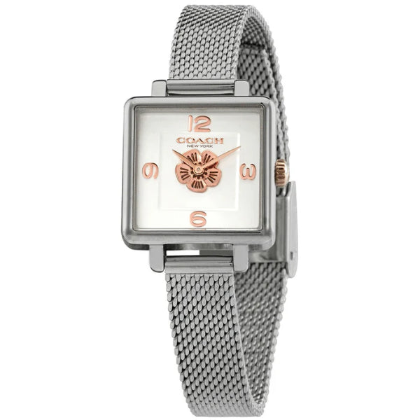 Coach Cass Silver Mesh Bracelet White Dial Quartz Watch for Ladies - 14503697