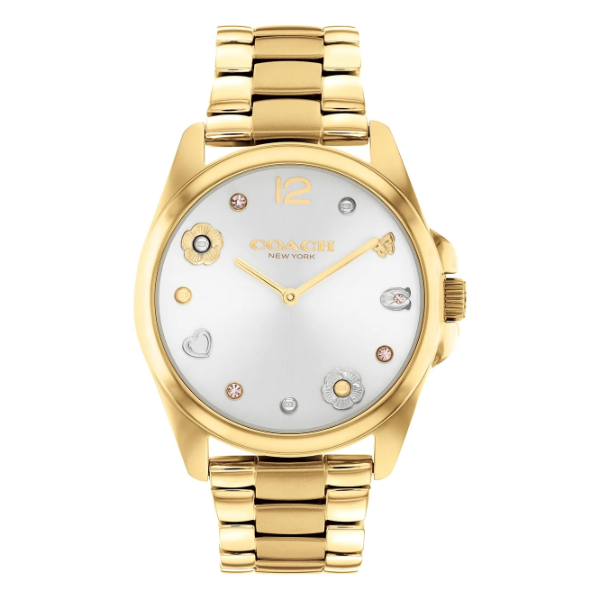 Coach Greyson Gold Stainless Steel Silver Dial Quartz Watch for Ladies - 14504022